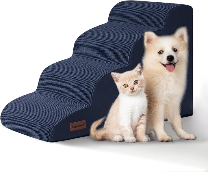 3-Step Dog Ramp and Stairs for Sofa and Chair - Non-Slip Sturdy Pet Steps for Small Dogs and Cats,15.7" H,Grey