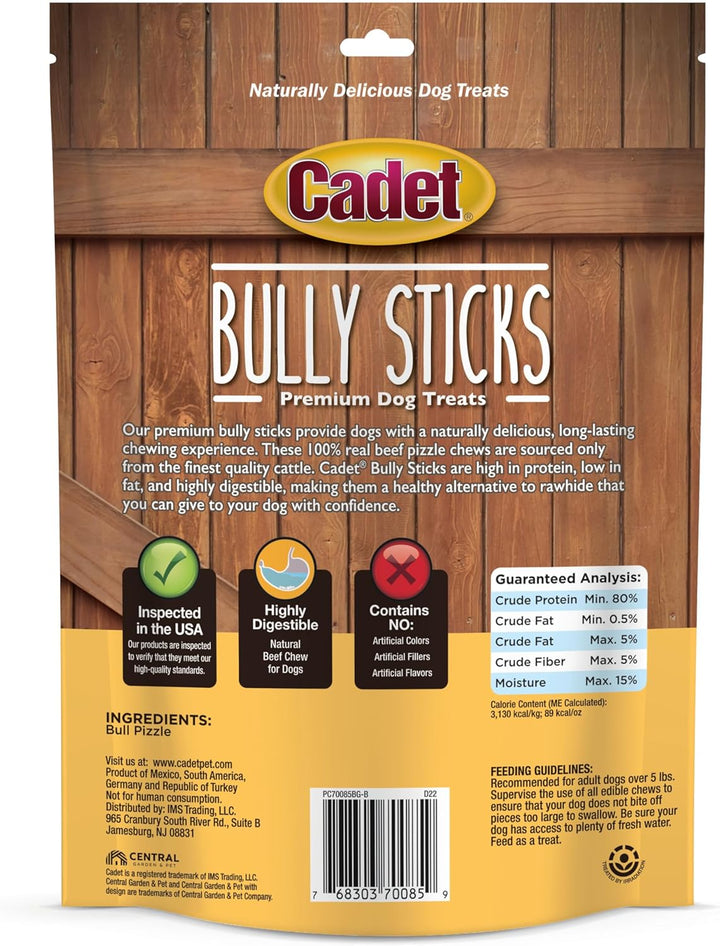 Bully Sticks for Small Dogs – All-Natural Beef Pizzle, High Protein, Low Fat, Long-Lasting, Grain & Rawhide-Free Dog Chews for Aggressive Chewers, Small (12 Ounce)