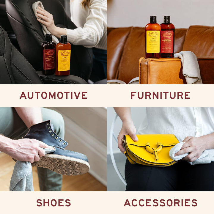 Leather Cleaner: Non-Toxic Leather Care Made in the USA since 1968. Deep Cleans Leather, Faux & Vinyl - Couches, Car Seats, Purses, Tack, Shoes & Bags. Safe Any Colors & White Leather
