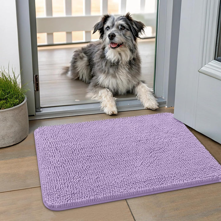 Dog Door Mat for Muddy Paws 30X20, Absorbs Moisture and Dirt Doormat, Non-Slip Washable Quick Dry Chenille Front Door Mat Indoor Entrance, Entryway Carpet for inside Floor, Grey