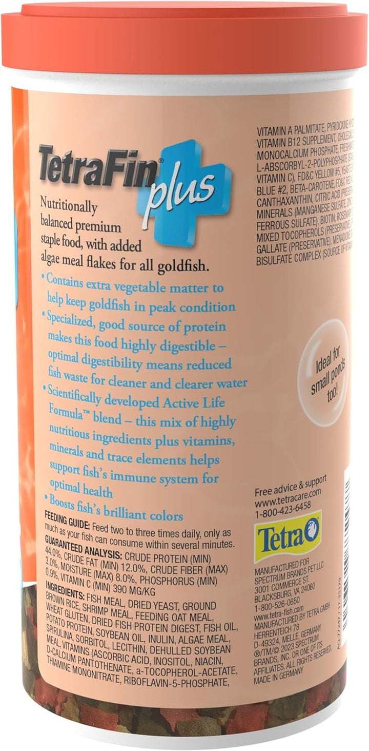 fin plus Goldfish Flakes 7.06 Ounces, Balanced Diet, with Algae to Promote Health