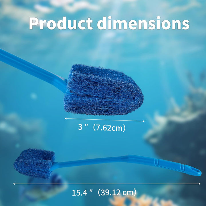 Aquarium Algae Scraper Double Sided Sponge Brush Cleaner Long Handle Fish Tank Scrubber for Glass Aquariums and Home Kitchen,15.4 Inches (1)