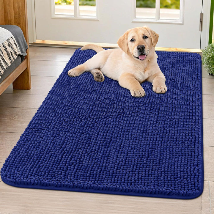 Dog Door Mat for Muddy Paws 30X20, Absorbs Moisture and Dirt Doormat, Non-Slip Washable Quick Dry Chenille Front Door Mat Indoor Entrance, Entryway Carpet for inside Floor, Grey