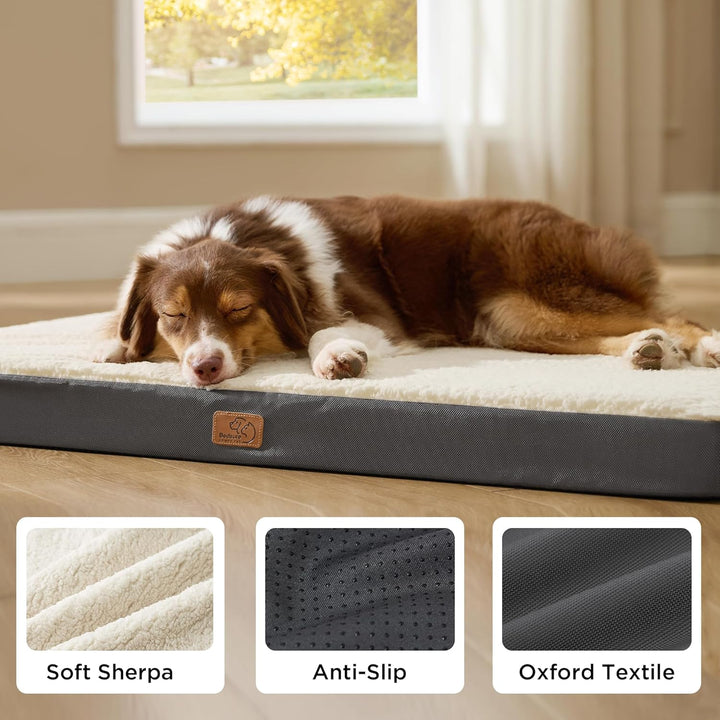 Dog Beds Large Sized Dog - Comfy Flat Pet Beds with Removable Washable Cover, Orthopedic Egg Crate Foam Puppy Mat, Suitable for Pet up to 65 Lbs