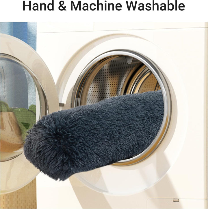 25" Dog Pillow for Large & Medium Dogs, Soft Faux Fur Calming Pet Pillow for Anxiety Relief, Machine Washable, Plush Pet Toy (Dark Grey, 25"X8"X4")