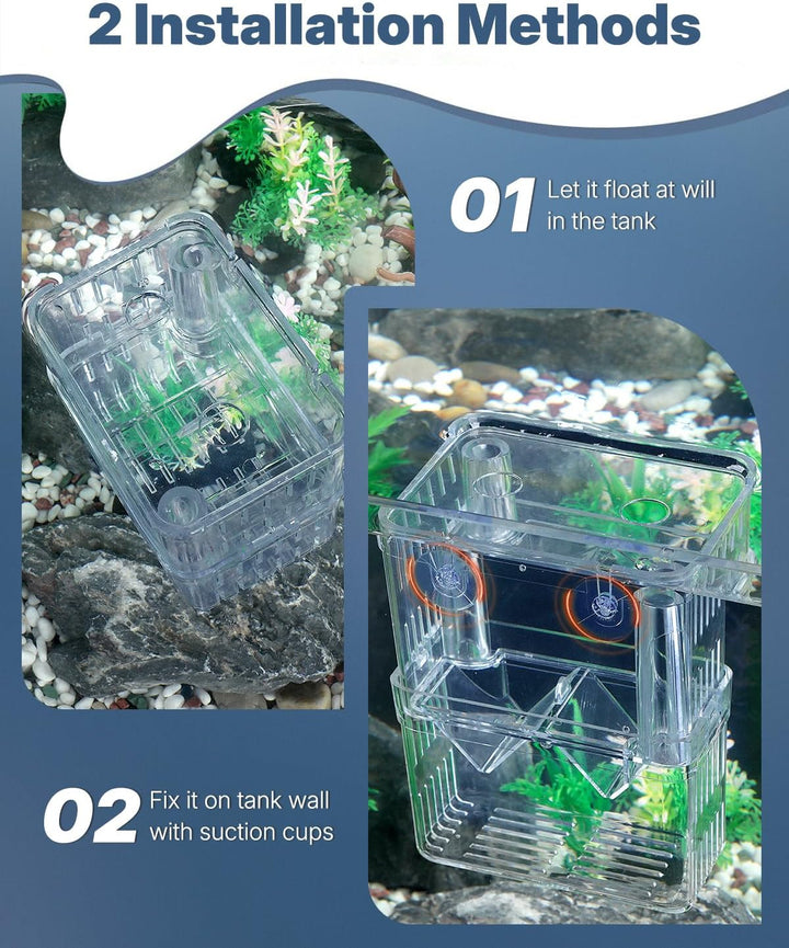 Aquarium Breeding Box - Transparent Plastic Breeder Box for Fish Tank, Fry Hatchery Incubator for Baby Fish, Shrimp, Betta, Clownfish, Guppy, Large