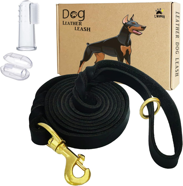 Leather Dog Leash 6Ft X 3/4 Inch, Heavy Duty Genuine Leather Braided Dog Training Leash, Soft and Strong Pet Lead for Large, Medium, Small Dogs