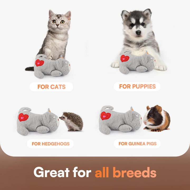 Heartbeat Cat Plush Toy – Calming Kitten Companion with Realistic Heartbeat, Anxiety Relief for Indoor Cats Dogs Pets
