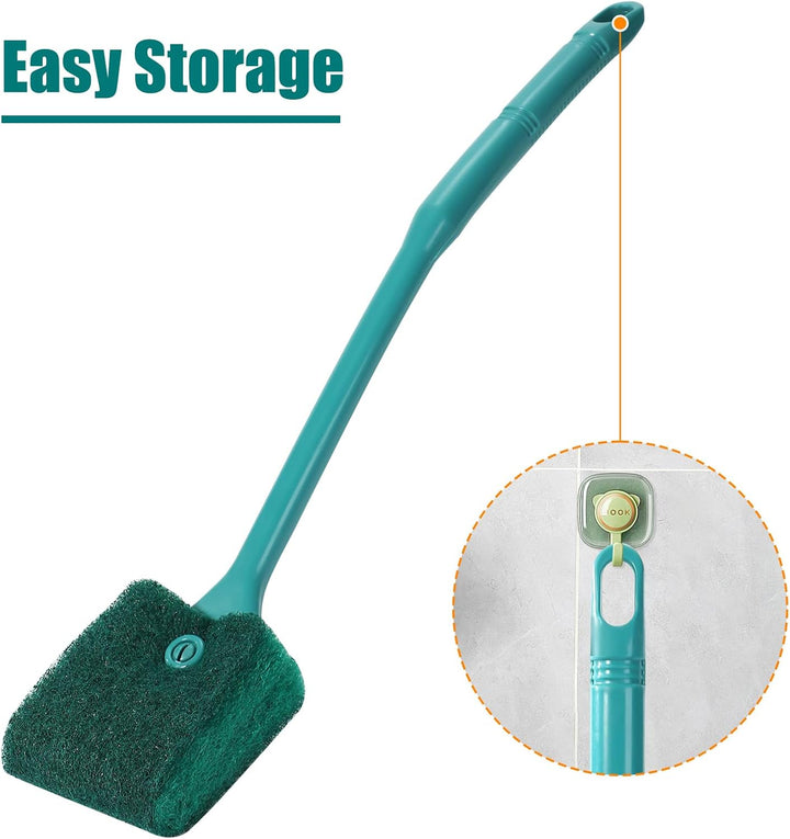 Fish Tank Cleaning Tools, Aquarium Double Sided Sponge Brush, Algae Scraper Cleaner with Long Handle