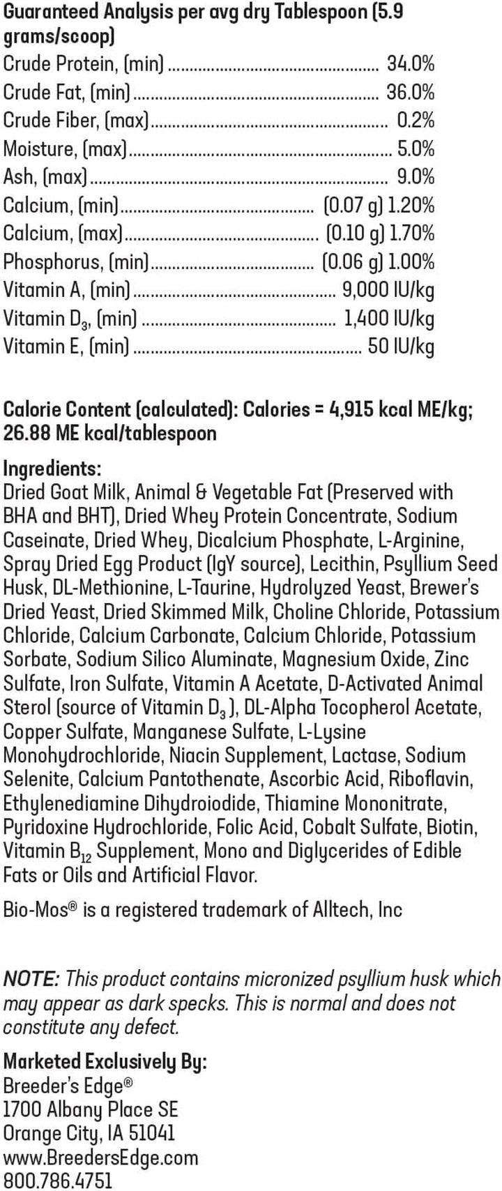 Breeder'S Edge Foster Care GM - Goat Milk Based Powdered Milk Replacer - Puppies , Kittens , Cats & Dogs Formula - Easy Digestion - 1 Lb