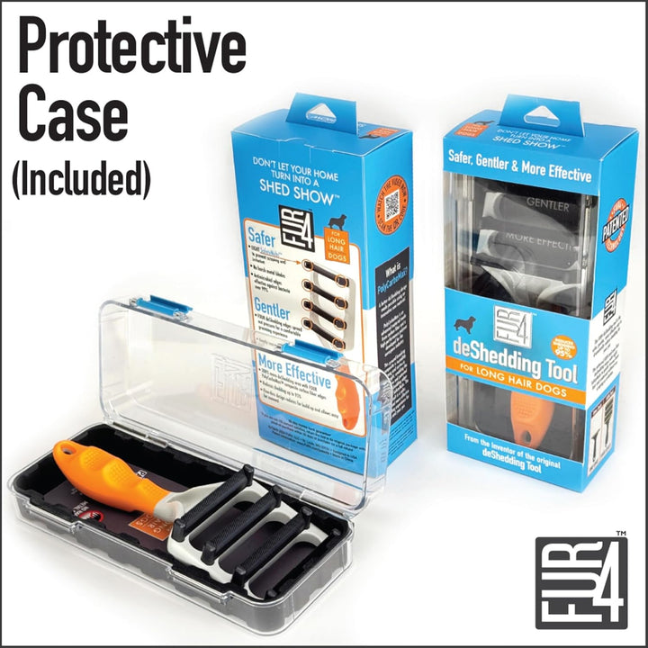 Deshedding Dog Brush for Long Hair Dogs – Pet Hair Brush with 4 Carbon Fiber Edges – Deshedding Tool Removes Loose Fur – Gentle & Effective Dog Grooming Brush for Shedding