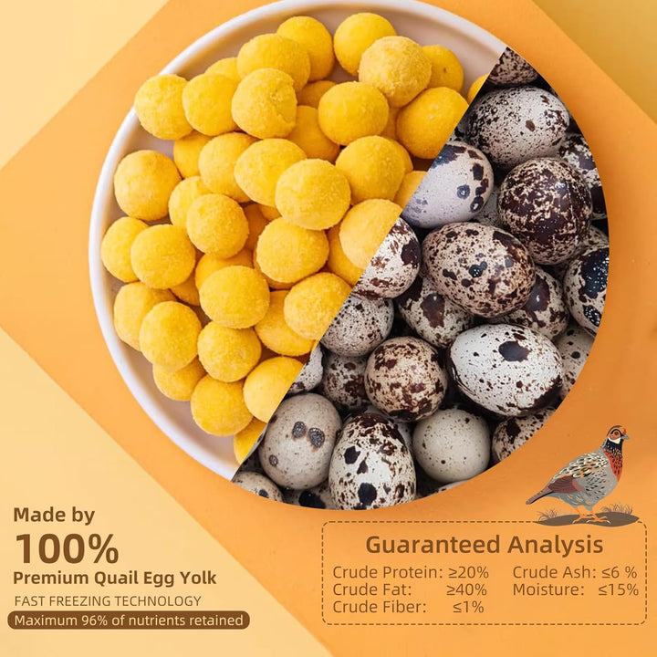 Freeze Dried Cat and Dog Treats Quail Egg Yolk, Healthy Tasty Snacks for Cats Dogs Training, Natural Freeze-Dried Limited Ingredient,Wholesome and Delicious Snacks for Pets (S, Quail)