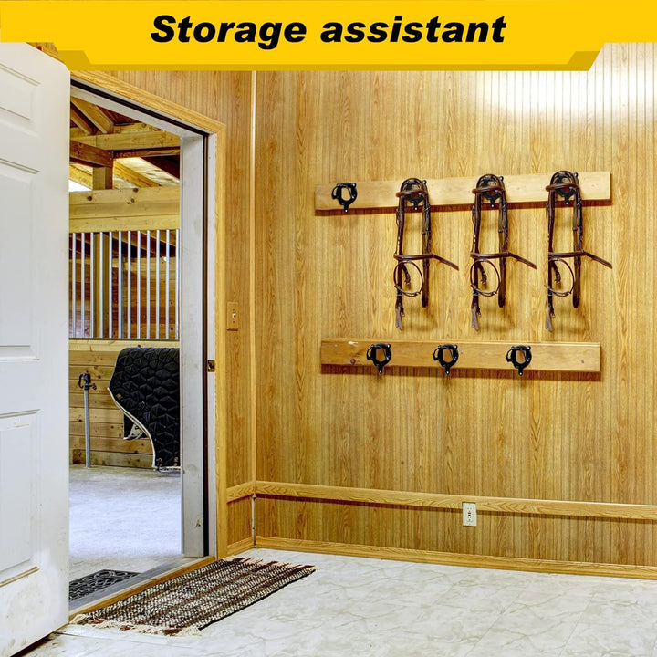 3 Counts Horse Bridle Rack Bracket Bridle Hooks Tack Storage Halter Hanger Metal Holder with Tubes and Screw for Horse Barn Supplies(Black)