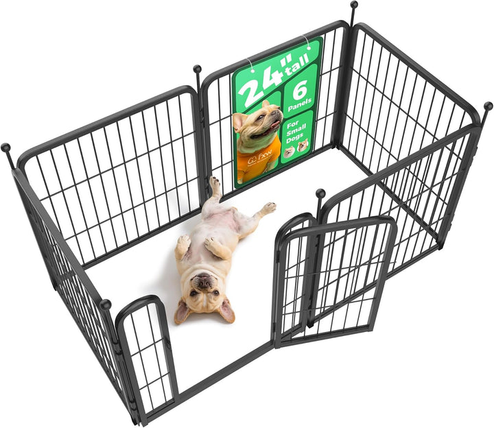 Rollick Unleashed Dog Playpen for Indoor, Yard, RV Camping, 24 Inch 8 Panels for Small and Puppy Dogs, Black│Patented