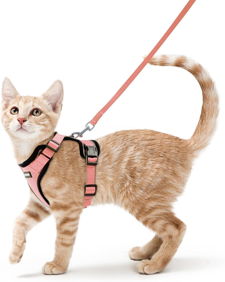 Cat Harness and Leash for Walking, Escape Proof Soft Adjustable Vest Harnesses for Cats, Easy Control Breathable Reflective Strips Jacket, Black, XS