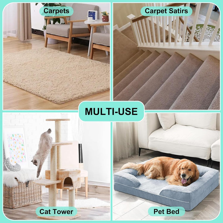 Carpet Rake for Pet Hair Removal - 60" Adjustable Long Handle Carpet Rake, 3 in 1 Reusable Pet Hair Removal Tool Kit, Cat Dog Fur Rakes Scraper Carpet Broom for Carpets, Rugs, Mats