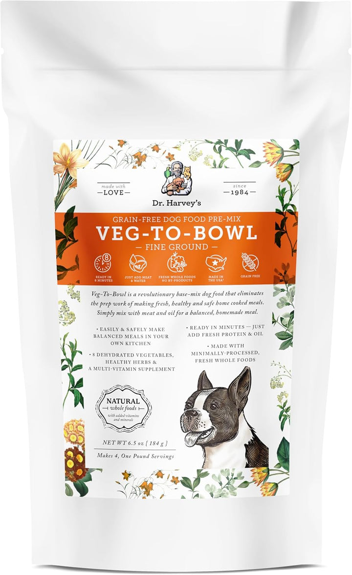 Veg-To-Bowl Fine Ground Dog Food, Human Grade Dehydrated Base Mix for Dogs, Grain Free Holistic Mix for Small Dogs (3 Pounds)