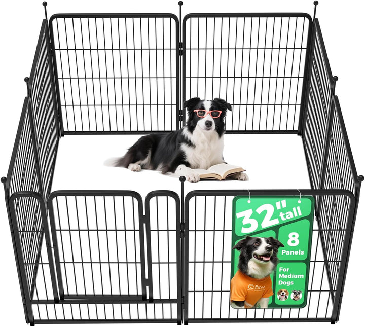 Rollick Unleashed Dog Playpen for Indoor, Yard, RV Camping, 24 Inch 8 Panels for Small and Puppy Dogs, Black│Patented