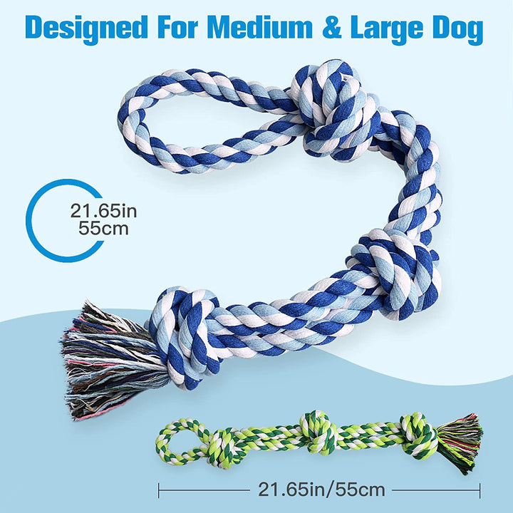 Dog Rope Toys 2 Nearly Indestructible Dog Toys for Medium to Large Breed, Dental Cleaning Chew/ Tug Toy for Boredom, Dog Grinding Teeth for Aggressive Chewers