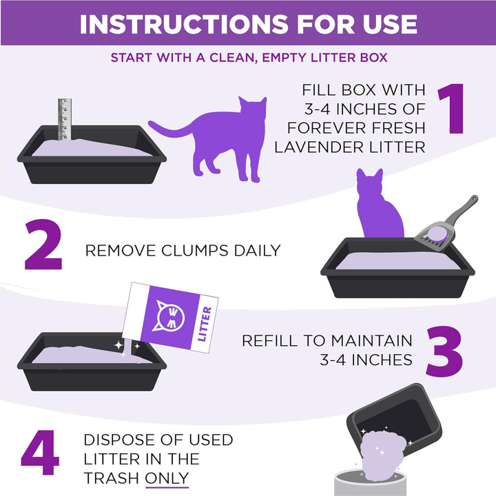 Forever Fresh Clumping Cat Litter Lavender, Multicat Cat Litter Odor Control 18Lb with 20% More Lavender Freshness, with Essential Oils