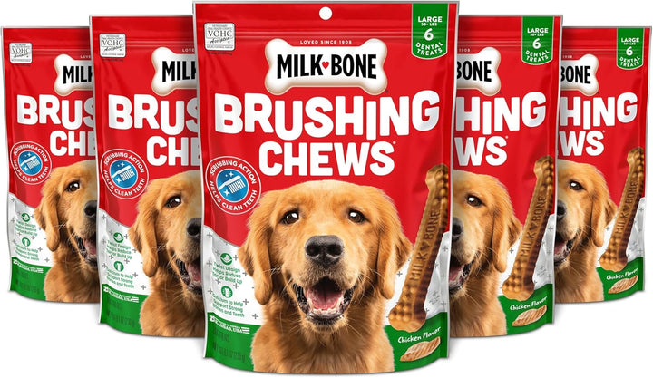 Brushing Chews Daily Dental Dog Treats, Chicken Flavor, Large, 25 Count