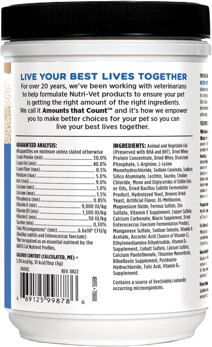 Milk Replacer for Kittens, Powdered Milk, Kitten Essentials, Cat Care, Veterinarian Recommended Cat Essentials, Whelping Supplies, Nursing Supplies, 12Oz