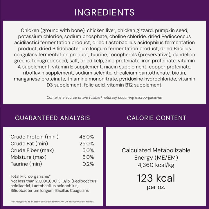 Freeze-Dried Raw Cat Dinner Morsels - Premium Chicken Recipe with 98% Cage-Free Meat & Organs - Natural Grain-Free Cat & Kitten Food - Made in USA - 3.5 Oz