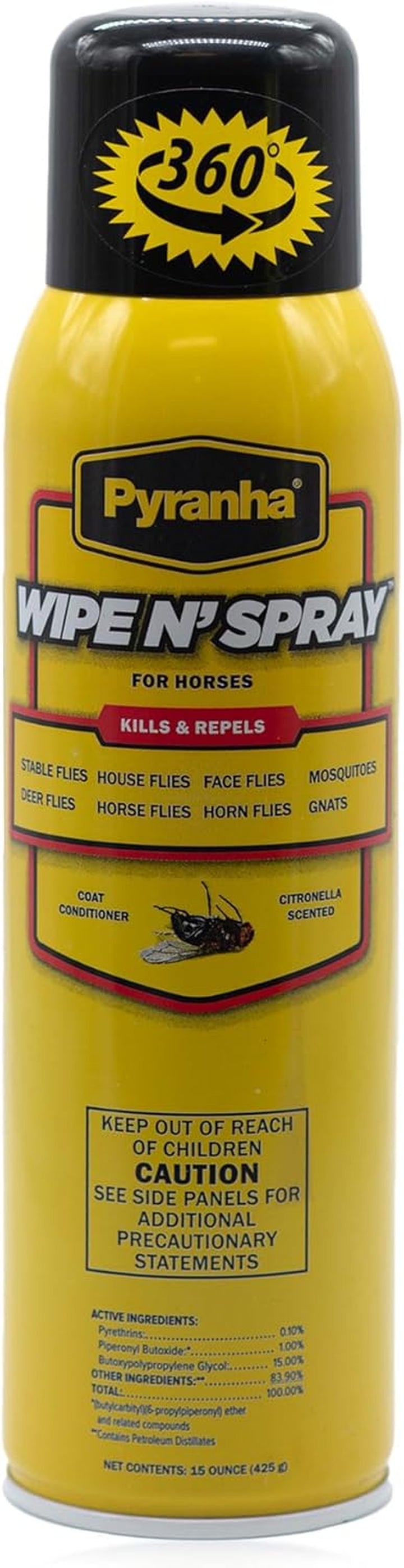 Wipe N' Spray for Horses - Oil-Based Long Lasting Fly Control Repels Horn, Deer, Horse, House, Stable, & Face Flies, Ticks, Mites, Mosquitoes, Gnats & Lice, 1 Gallon