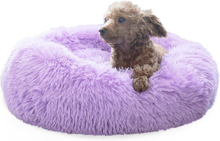 Small Calming Dogs Bed for Small Dogs Anti-Anxiety Machine Washable Fluffy Luxury Anti-Slip Waterproof Mute Base Warming Cozy Soft Pet Puppy round Bed