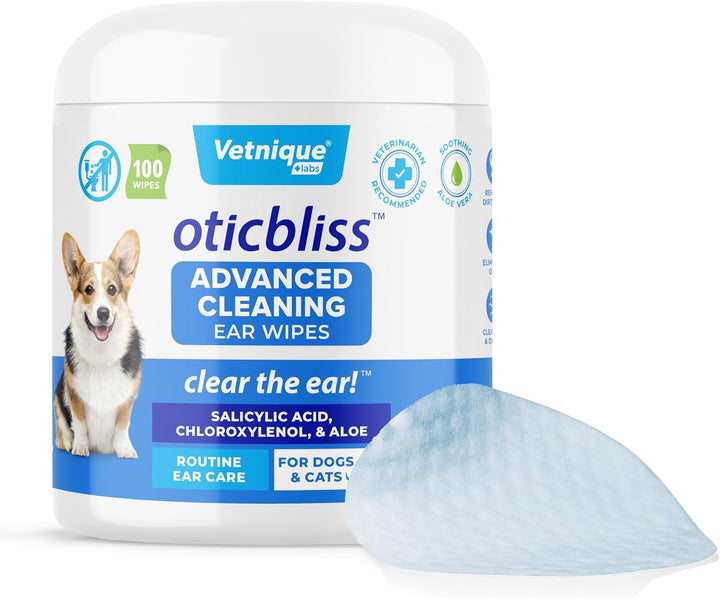 Oticbliss Cat & Dog Ear Infection Treatment Drops - with 1% Hydrocortisone & Microsilver BG for Dog Ear Infections - Vet Recommended Cat & Dog Ear Cleaner for Itchy Ear Relief