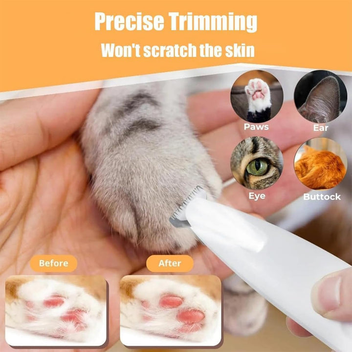 Belvedere Cat Trimmer, 2025 New Belvedir Cat Paw Grooming Trimmer Quiet, Waterproof Rechargeable Cats Shaver for Matted Fur Quiet with LED Light, 2 Wide Blades (1 Set)