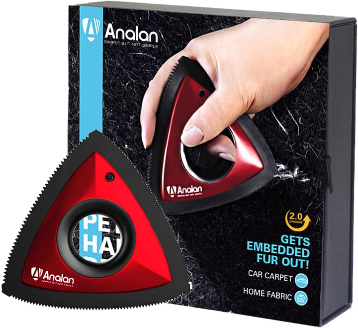 Mini Pet Hair Remover for Car Detailing Supplies, Carpet Dog Hair Remover for Car Interior, Triangle Dog Hair Remover for Auto Detailing, Couch, Furniture, Lint, Carpet (Jet Black)