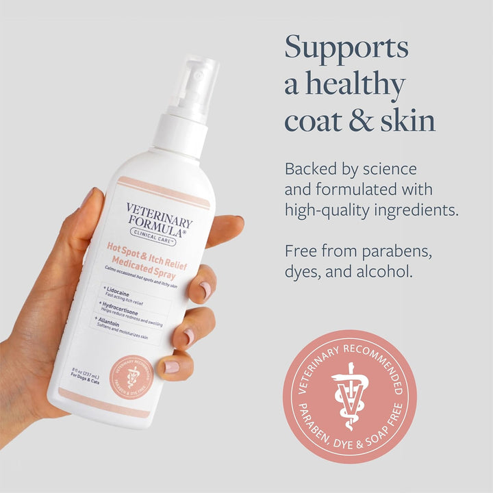 Clinical Care Hot Spot & Itch Relief Medicated Spray, 8Oz – Easy to Use Spray for Dogs & Cats – Helps Alleviate Sensitive Skin, Scratching, and Licking of Coat (1 Pack)