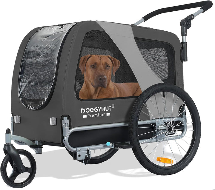 ® Premium Large/Xl Pet Bike Trailer & Stroller for Large Sized Dog or Multiple Small Dogs,Low Center of Gravity,Parking Brakes,Easy Folding Frame,Bicycle Carrier