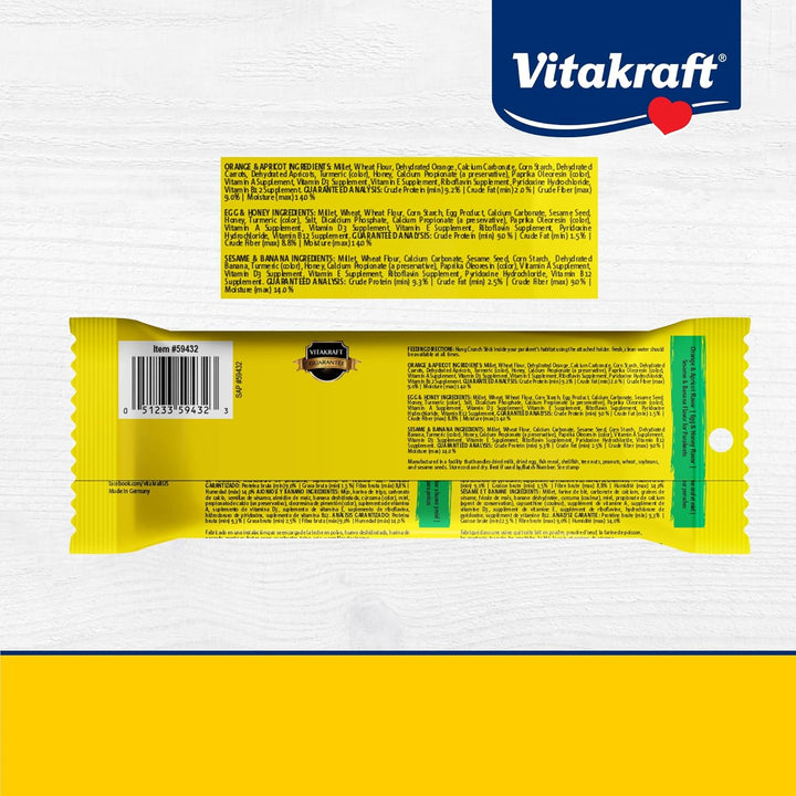 Crunch Sticks Variety Pack: Orange & Apricot Flavor, Egg & Honey Flavor, Sesame & Banana Flavor Treats for Parakeets, 2.4 Oz