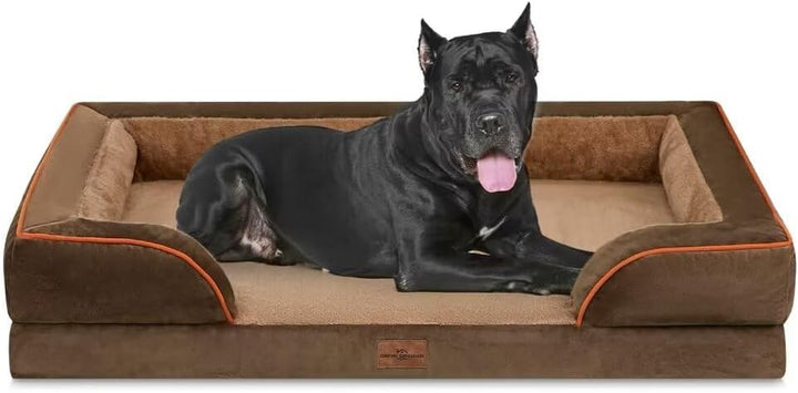Orthopedic Dog Bed for Extra Large Dogs 42X30 Inch, Waterproof Supportive Egg Crate Foam XL Pet Bed with Removable Bolsters, Dog Couch with Washable Cover & Non-Slip Bottom, Grey