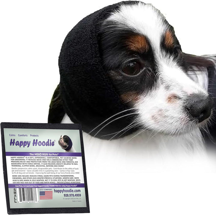 Happy Hoodie the Original Dog & Cat Calming Band - American Brand - Anxiety Relief/Noise Protection-Grooming-Thunder-Fireworks (Large, Blue) - since 2008