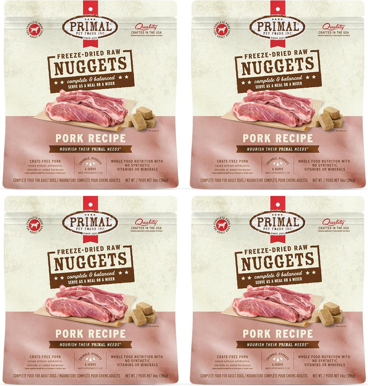 Primal Freeze Dried Dog Food Nuggets, Chicken; Complete Balanced Meal, Topper or Treat; Premium, Healthy, Grain Free, High Protein Raw Dog Food, 14 Oz