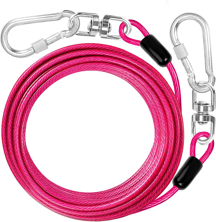 Dog Tie Out Cable: 10 Ft Dog Lead for Yard - Heavy Duty Chain Leash outside for Small Large Dogs up to 500 Lbs - Outdoor Dog Runner Tether