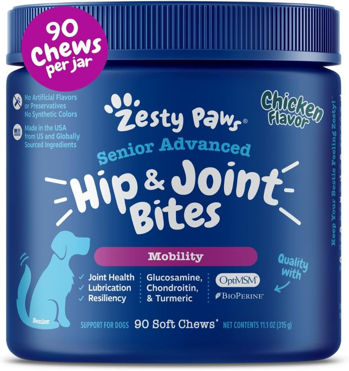 Hip and Joint for Dogs, Glucosamine for Dogs Hip and Joint Supplement with Chondroitin, MSM, Vitamins C & E - Bacon, 90 Count