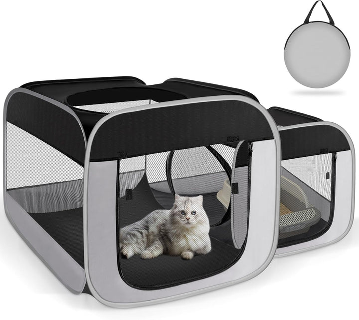 Large Cat Playpen with Separate Areas,Outdoo&Indoor Cat Enclosures,Portable Pet Playpen for Indoor Cats,Puppy and Small Animals, Dog Playpen with Carrybag.