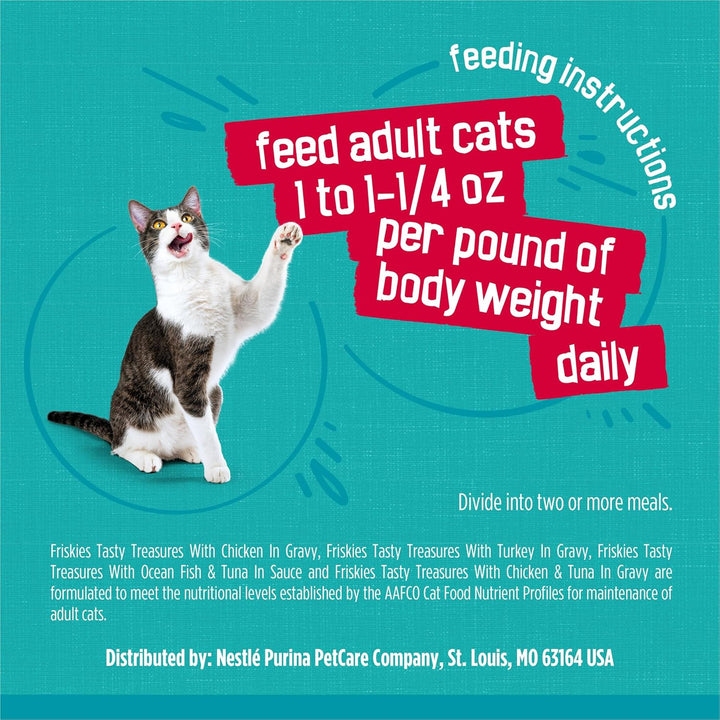 Purina  Wet Cat Food Variety Pack, Tasty Treasures Prime Filets (With Chicken and Tuna, with Chicken, and with Ocean Fish and Tuna, and with Turkey) - (Pack of 24) 5.5 Oz. Cans