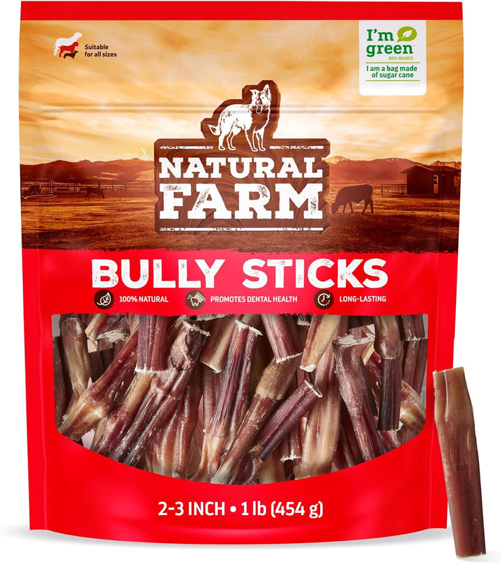 Odor-Free Bully Sticks (6 Inch, 25 Pack), 1.3 Lb. Bag, Fully Digestible 100% Beef Pizzle Chews, Grass-Fed, Non-Gmo, Grain-Free, Natural Long-Lasting Chews for Small & Large Dogs