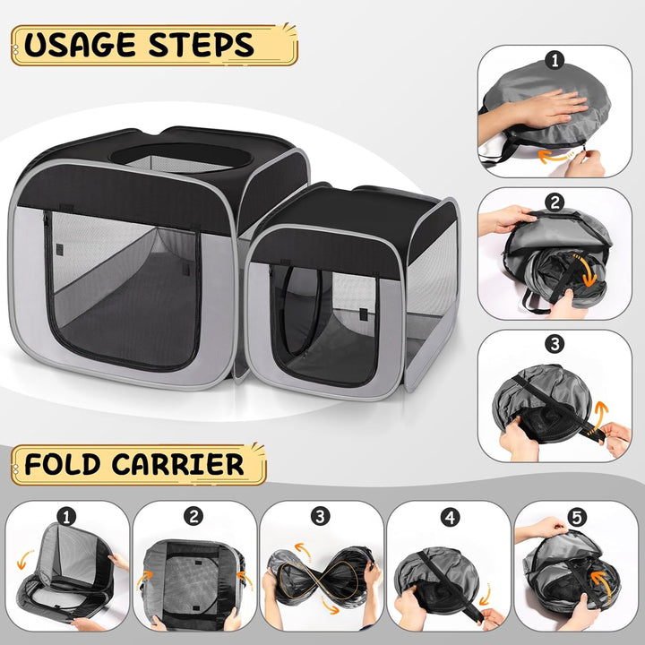 Large Cat Playpen with Separate Areas,Outdoo&Indoor Cat Enclosures,Portable Pet Playpen for Indoor Cats,Puppy and Small Animals, Dog Playpen with Carrybag.