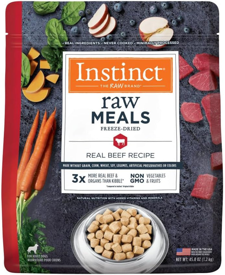 Freeze Dried Raw Meals, Natural Dry Dog Food, Grain Free - Real Beef, 25 Oz. Bag
