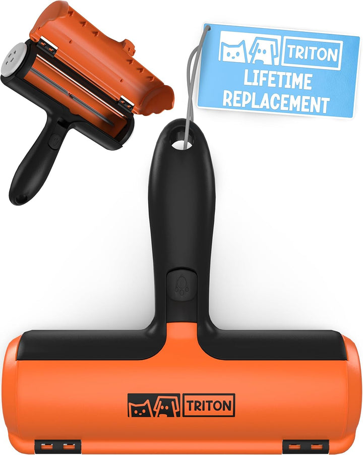 Pet Hair Removal Tool W/Fur Trapping Compartment and Detachable Handle, 60% Smaller Storage Size, Reusable Shedding Roller, Cat and Dog Hair Remover for Car, Furniture, Carpet (Gray/White)