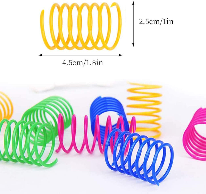 Cat Spring Toy (60 Pack), Cat Kittens Toys Plastic Coil Spiral Springs for Swatting, Biting, Hunting, and Active Healthy Play (Random Color)