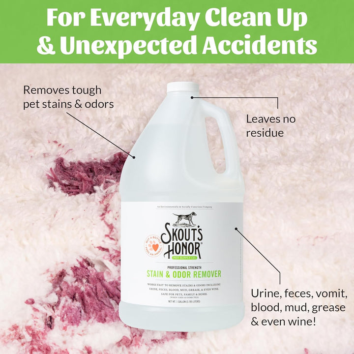 Pet Stain and Odor Remover - Powerful Cleaner for Dog Urine, Sweat, and Other Messes, Destroys and Removes Odor and Stain Molecules, Eco-Friendly Formula for Carpets and Home, 128Oz