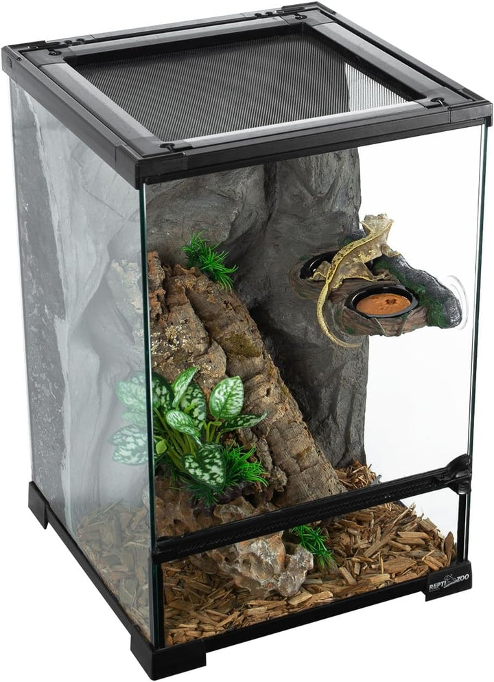Dual Gecko Feeder Ledge, Reptile Hollow Vine Food Feeding for Bearded Dragon Lizard Snake Turtle, Reptile Water Feeding with 4 PCS Bowl, Reptile Dish Terrarium Tank Decor Accessories