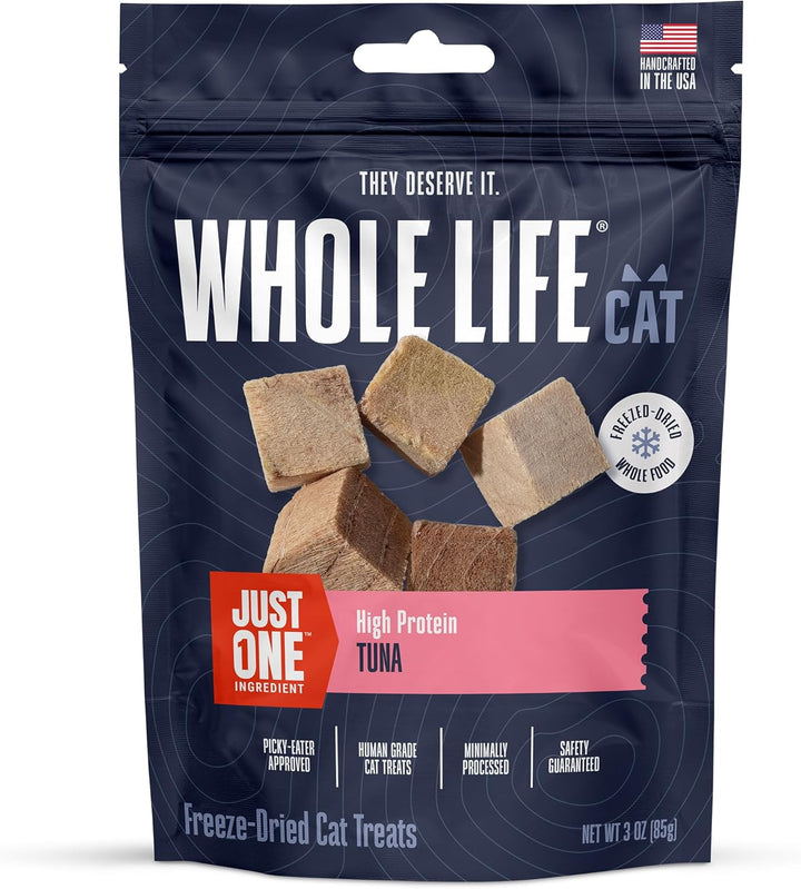 Whole Life Cat Just One Salmon Freeze Dried Cat Treats - Human Grade High Protein Food, Healthy Training Snacks, Freeze Dried Salmon Food Toppers, USA Made Natural Treats - 2.5 Oz (Pack of 1)